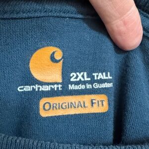 Men’s Teal Blue Big and Tall Carhartt workwear long sleeve T shirt 2XL Tall